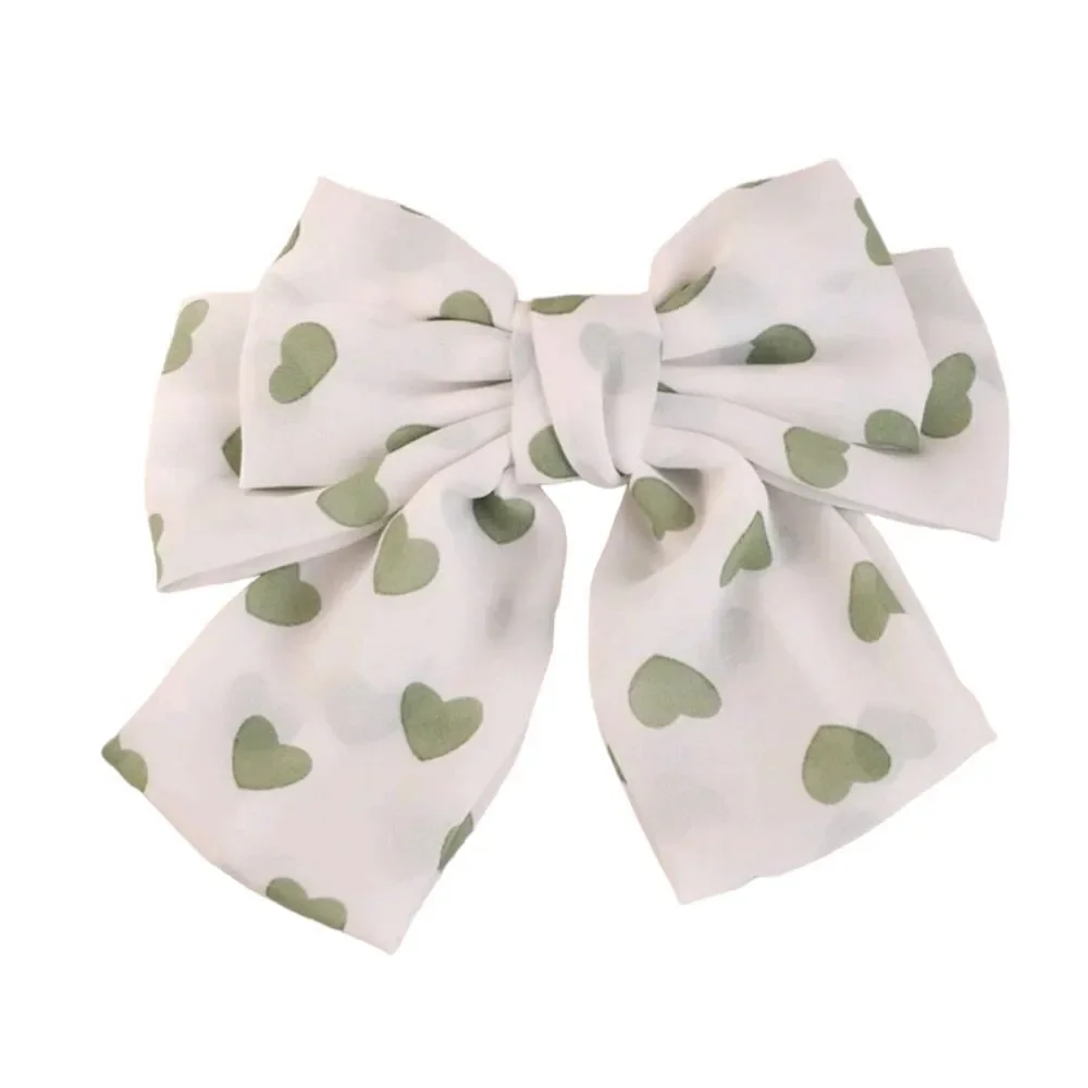 Heart Print Bow Barrette